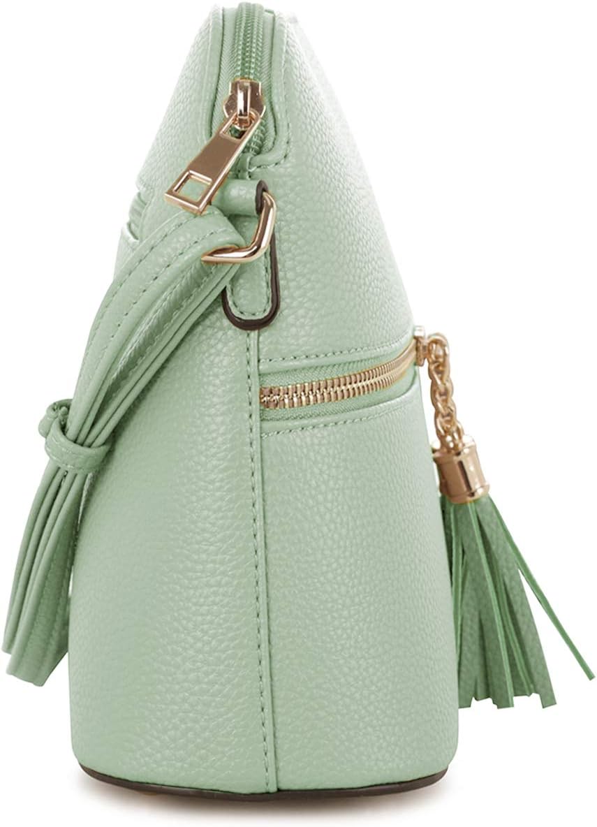 SG SUGU Lunar Lightweight Medium Dome Crossbody Bag Shoulder Bag with Tassel | Zipper Pocket | Adjustable Strap