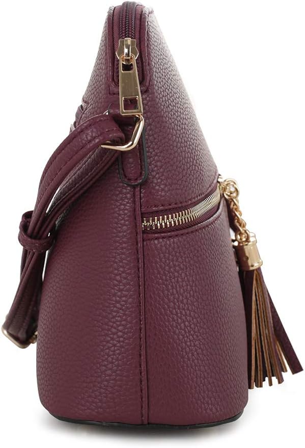 SG SUGU Lunar Lightweight Medium Dome Crossbody Bag Shoulder Bag with Tassel | Zipper Pocket | Adjustable Strap