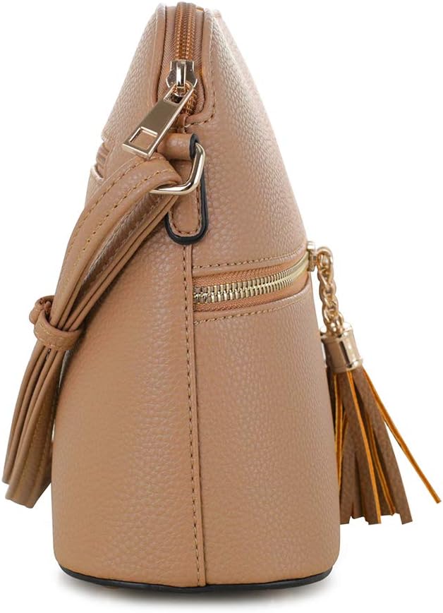 SG SUGU Lunar Lightweight Medium Dome Crossbody Bag Shoulder Bag with Tassel | Zipper Pocket | Adjustable Strap