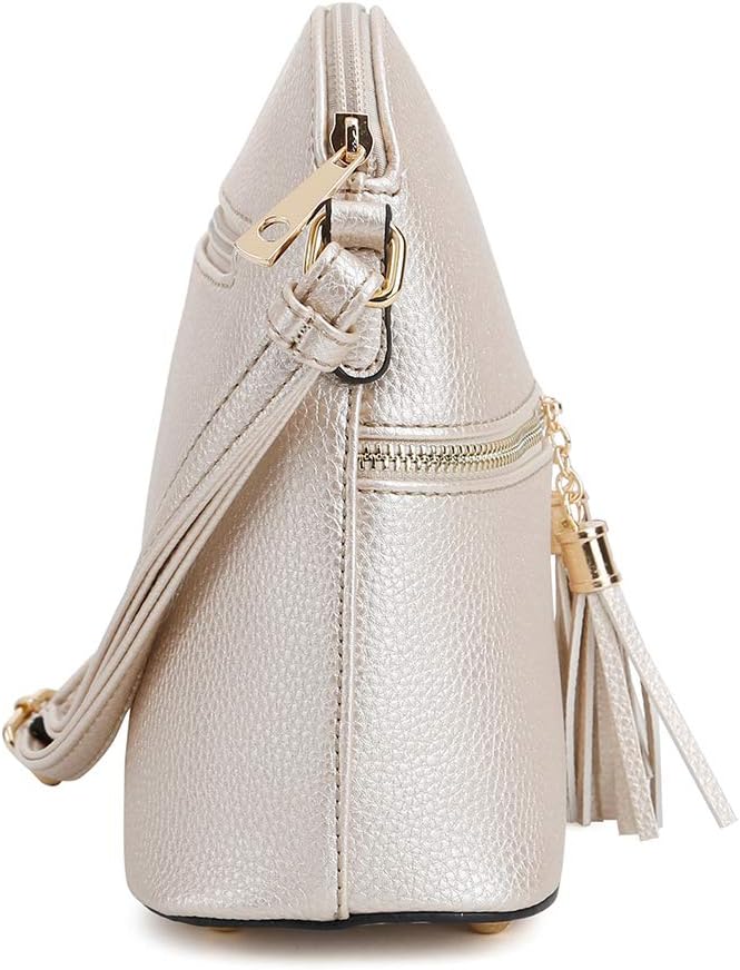 SG SUGU Lunar Lightweight Medium Dome Crossbody Bag Shoulder Bag with Tassel | Zipper Pocket | Adjustable Strap