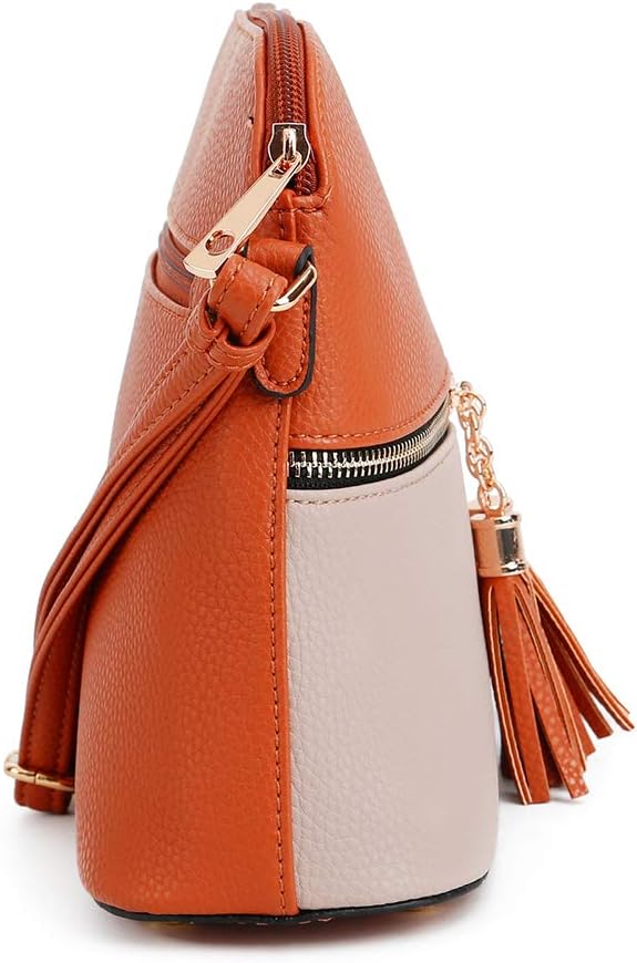 SG SUGU Lunar Lightweight Medium Dome Crossbody Bag Shoulder Bag with Tassel | Zipper Pocket | Adjustable Strap