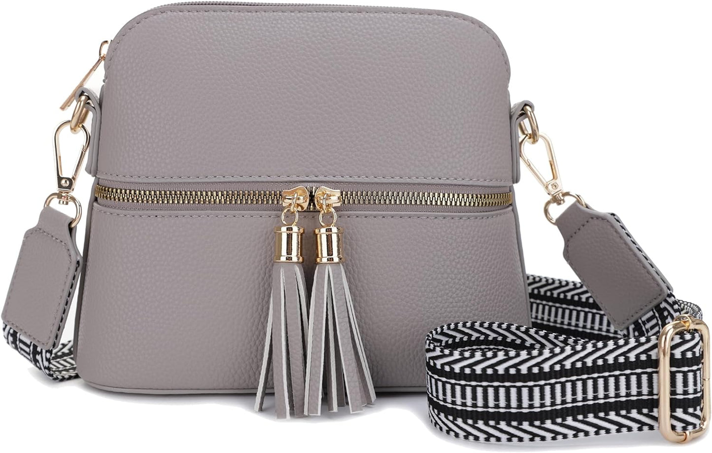 SG SUGU Lunar Lightweight Medium Dome Crossbody Bag Shoulder Bag with Tassel | Zipper Pocket | Adjustable Strap