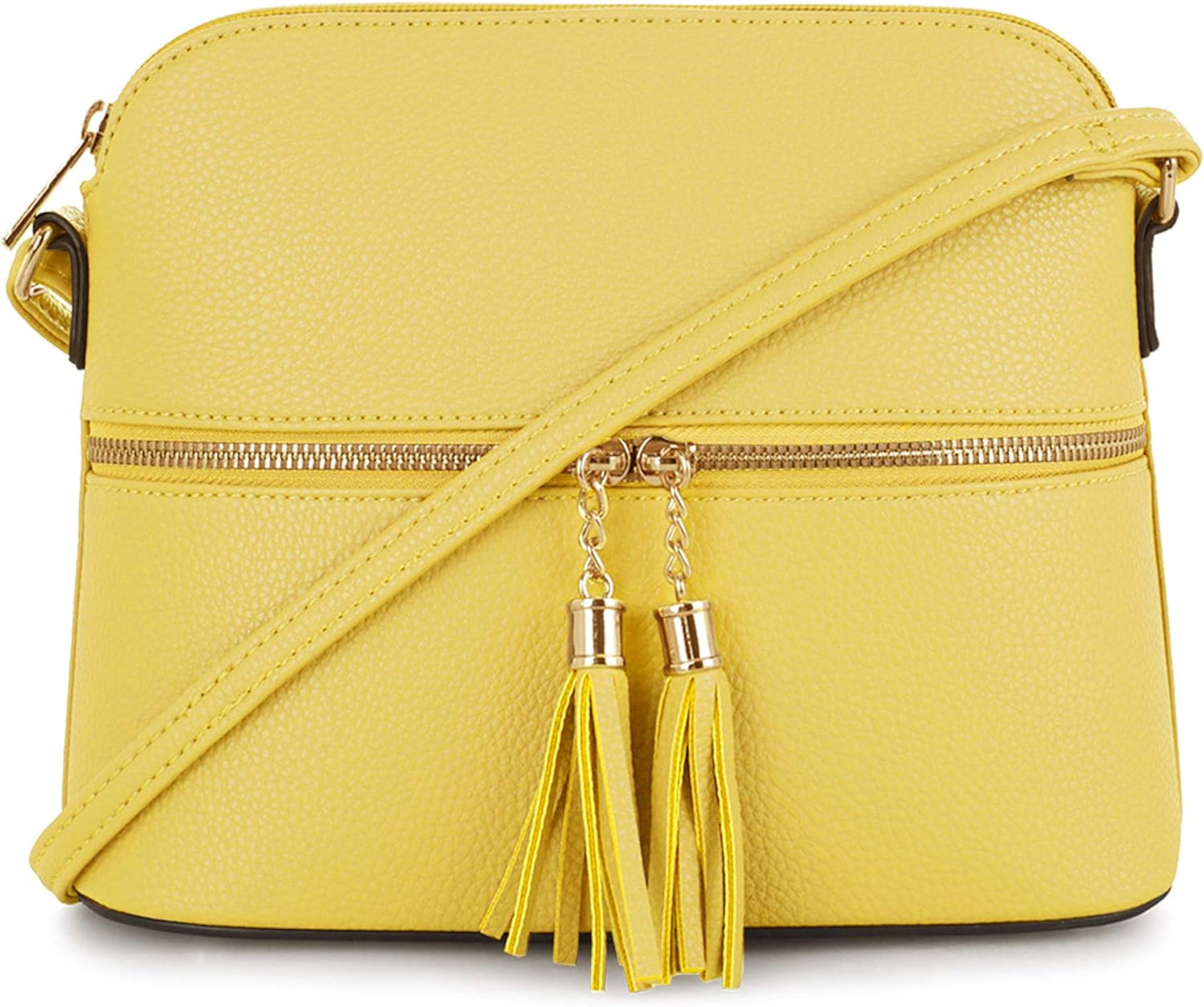 SG SUGU Lunar Lightweight Medium Dome Crossbody Bag Shoulder Bag with Tassel | Zipper Pocket | Adjustable Strap