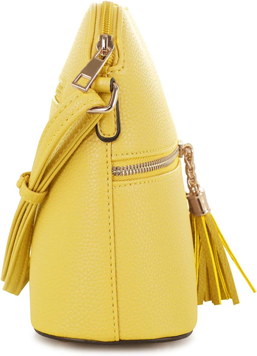 SG SUGU Lunar Lightweight Medium Dome Crossbody Bag Shoulder Bag with Tassel | Zipper Pocket | Adjustable Strap