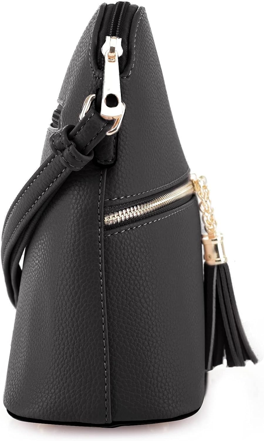 SG SUGU Lunar Lightweight Medium Dome Crossbody Bag Shoulder Bag with Tassel | Zipper Pocket | Adjustable Strap