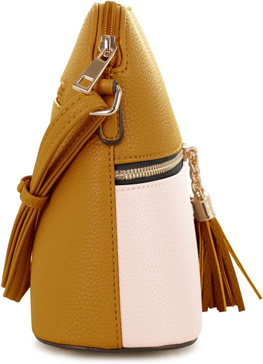 SG SUGU Lunar Lightweight Medium Dome Crossbody Bag Shoulder Bag with Tassel | Zipper Pocket | Adjustable Strap