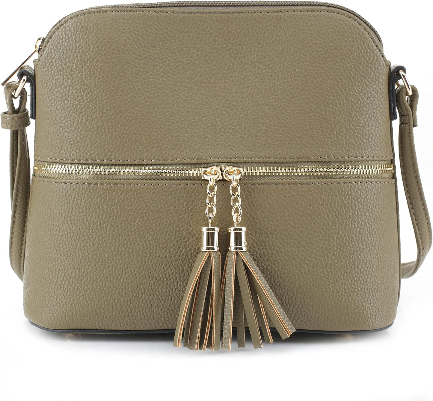 SG SUGU Lunar Lightweight Medium Dome Crossbody Bag Shoulder Bag with Tassel | Zipper Pocket | Adjustable Strap