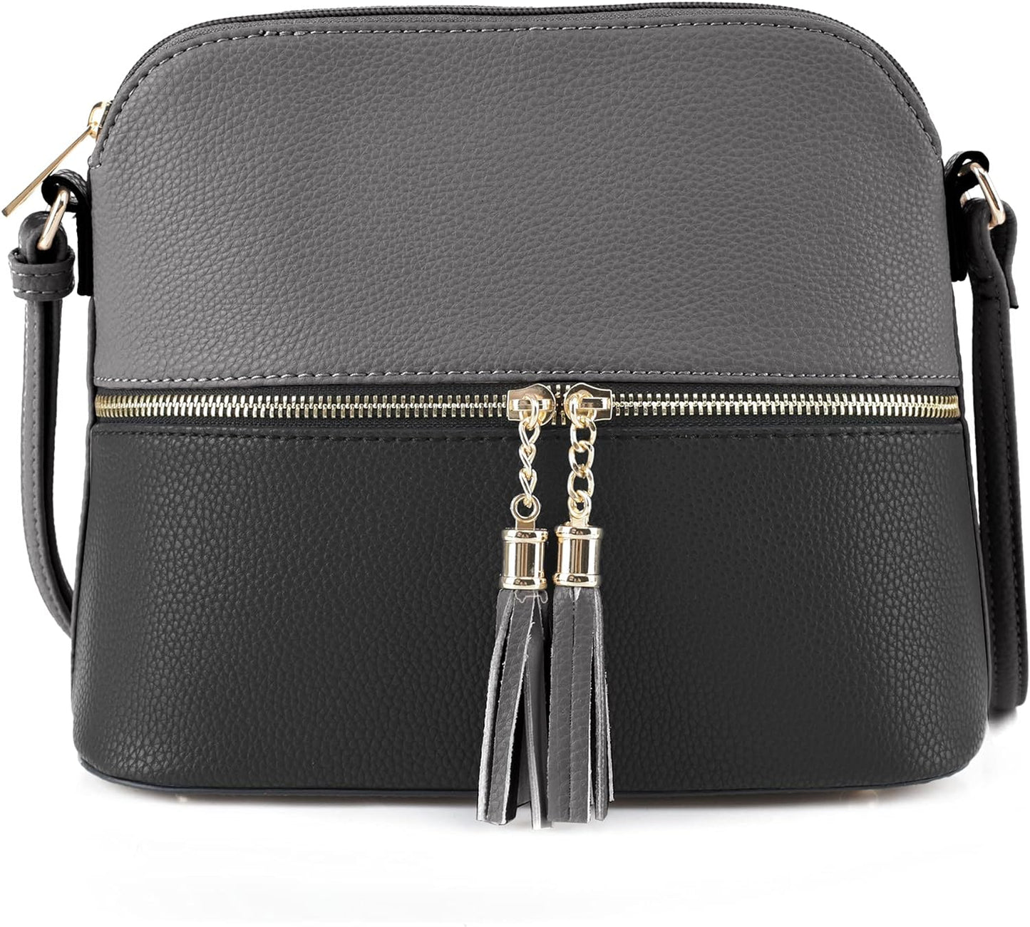 SG SUGU Lunar Lightweight Medium Dome Crossbody Bag Shoulder Bag with Tassel | Zipper Pocket | Adjustable Strap