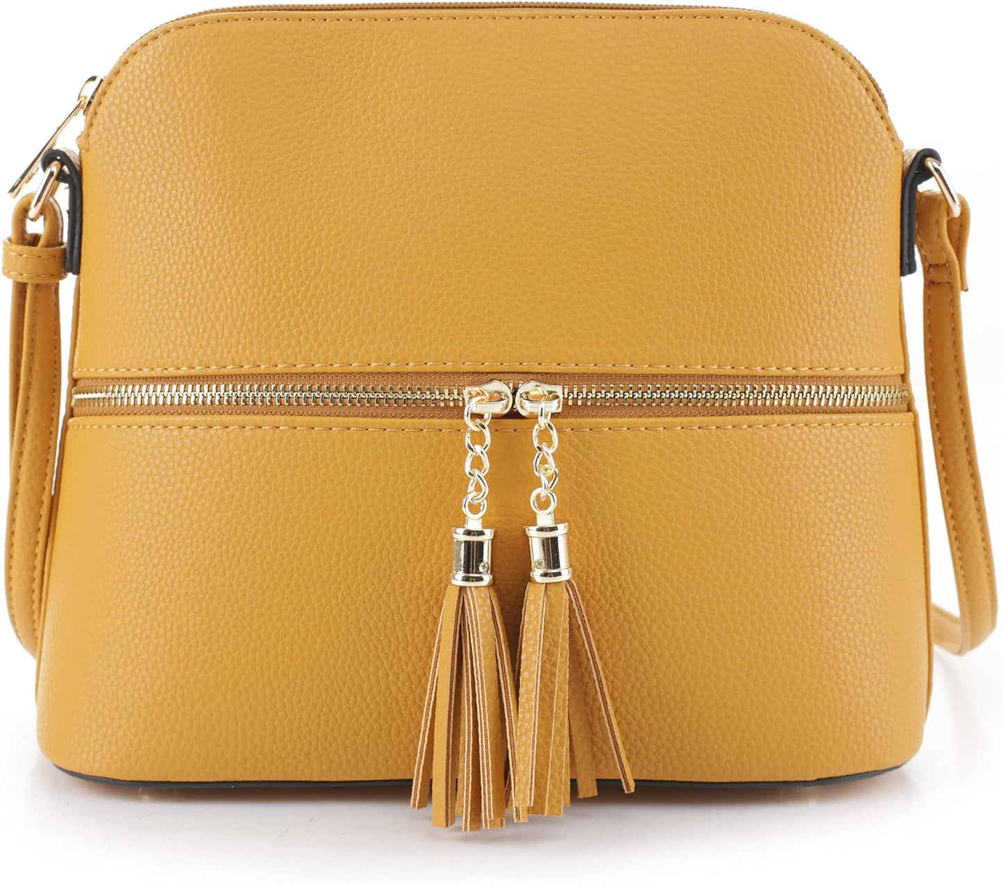 SG SUGU Lunar Lightweight Medium Dome Crossbody Bag Shoulder Bag with Tassel | Zipper Pocket | Adjustable Strap