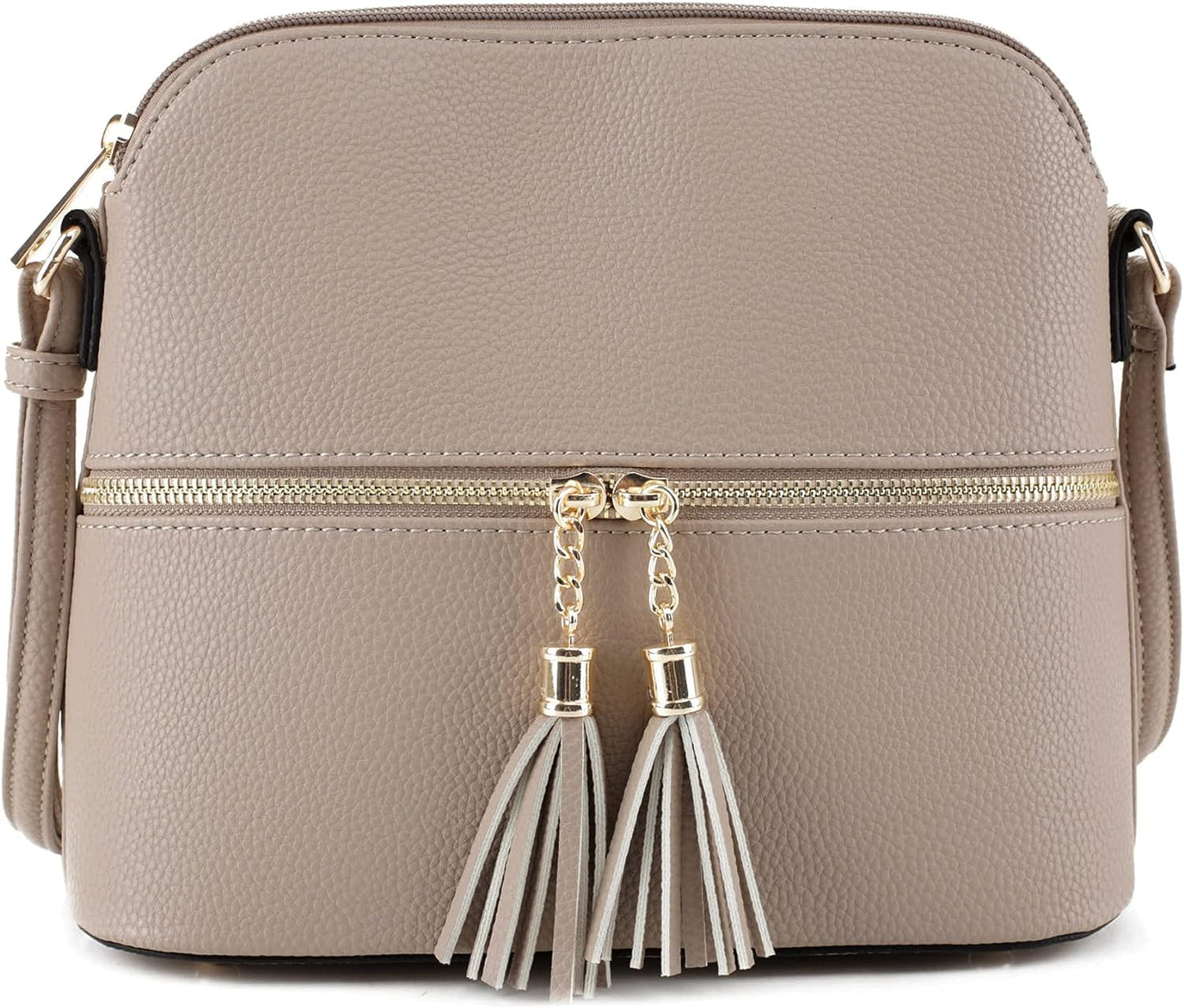 SG SUGU Lunar Lightweight Medium Dome Crossbody Bag Shoulder Bag with Tassel | Zipper Pocket | Adjustable Strap