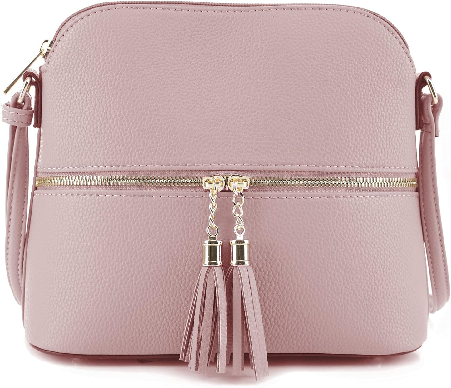 SG SUGU Lunar Lightweight Medium Dome Crossbody Bag Shoulder Bag with Tassel | Zipper Pocket | Adjustable Strap