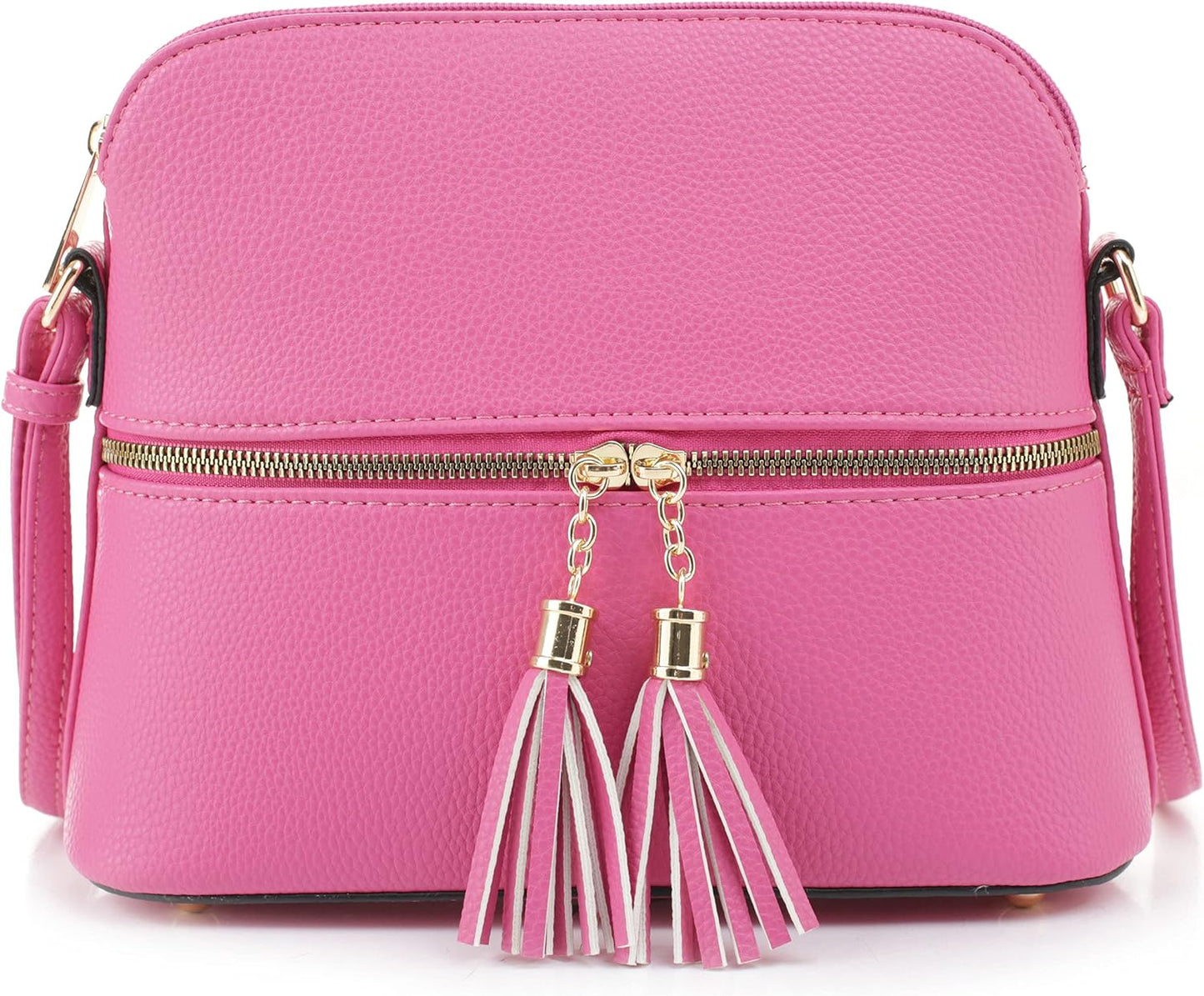 SG SUGU Lunar Lightweight Medium Dome Crossbody Bag Shoulder Bag with Tassel | Zipper Pocket | Adjustable Strap