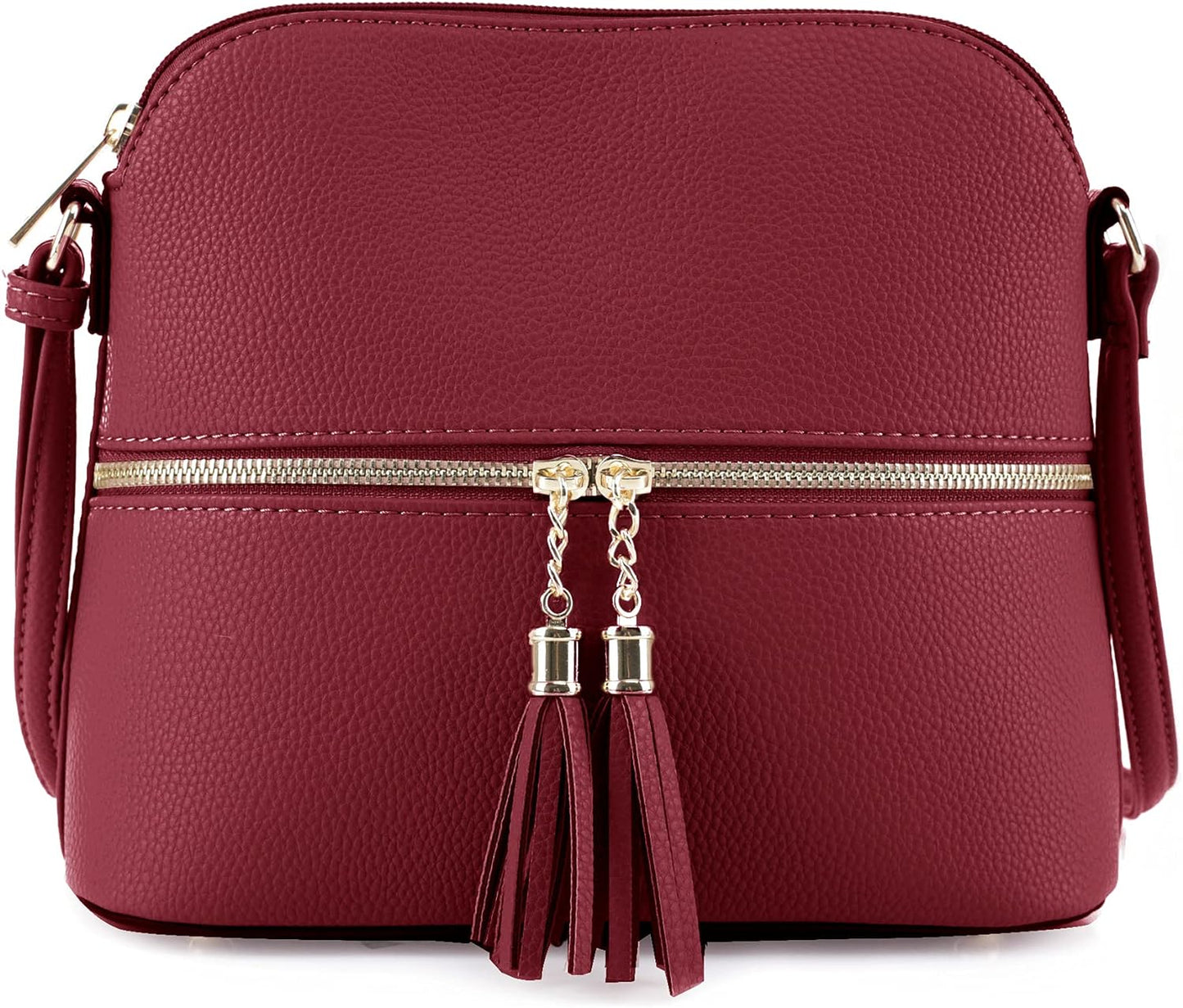 SG SUGU Lunar Lightweight Medium Dome Crossbody Bag Shoulder Bag with Tassel | Zipper Pocket | Adjustable Strap